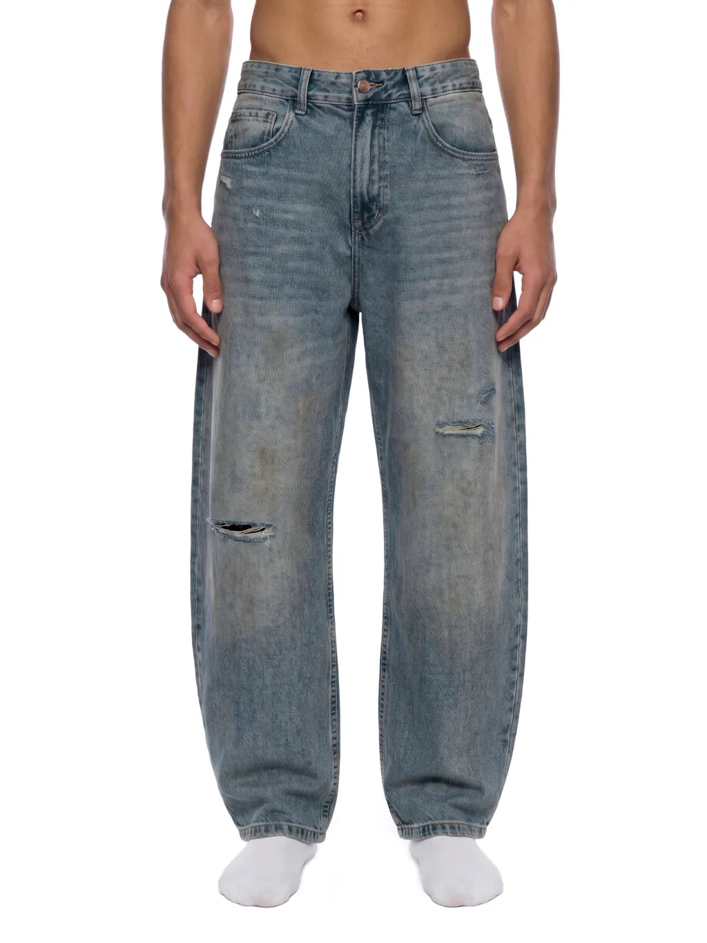 Men's Distressed Barrel Leg Jeans