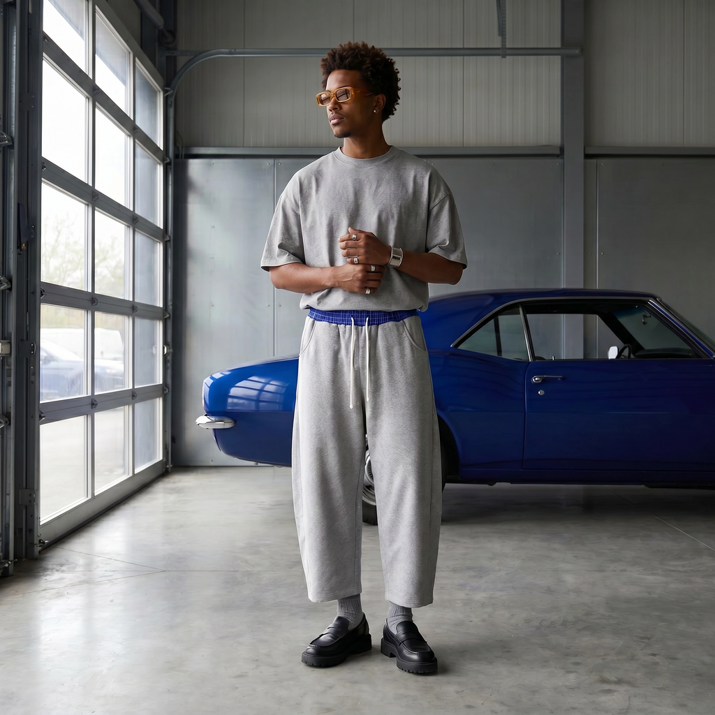Plaid Waistband Barrel Sweatpants