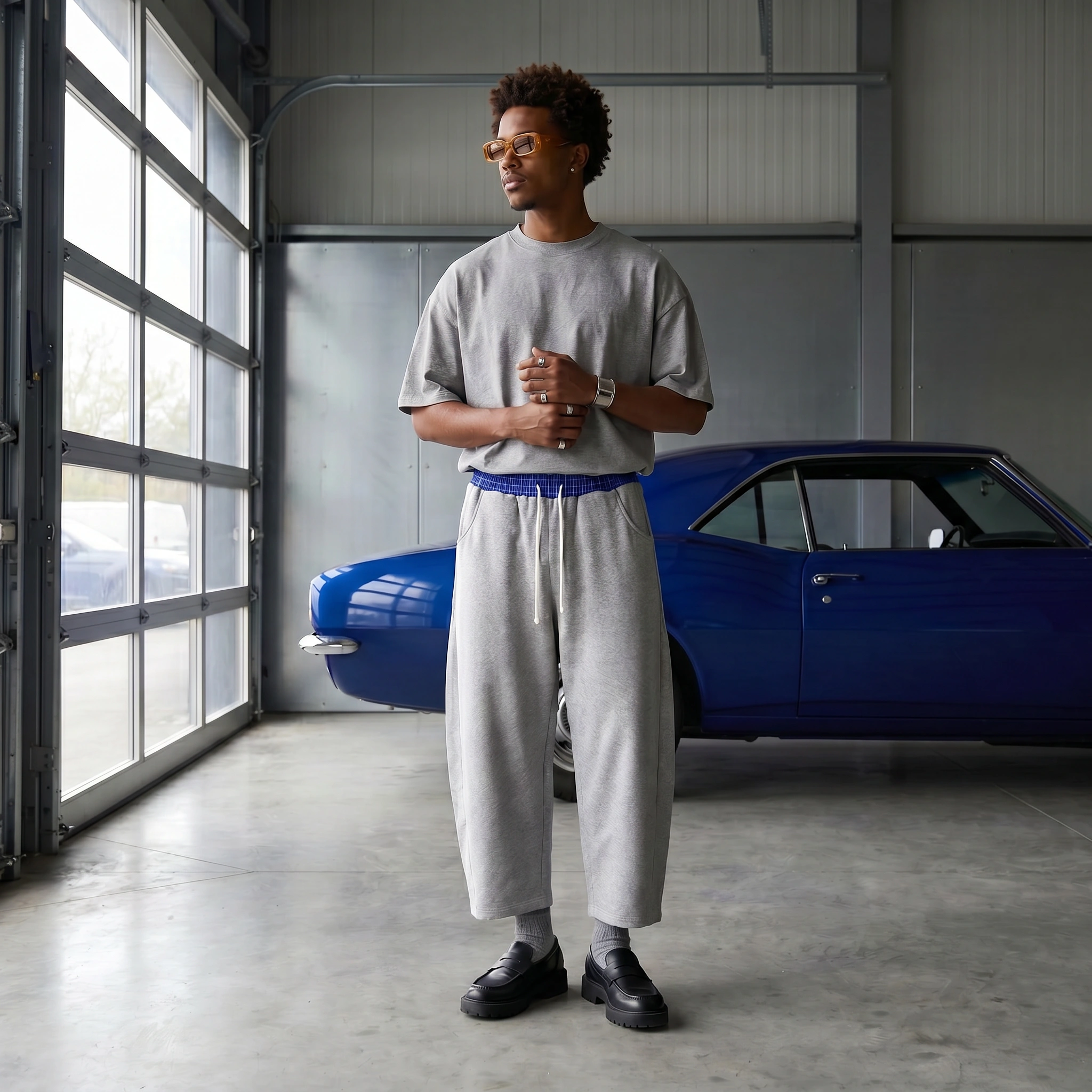 Plaid Waistband Barrel Sweatpants