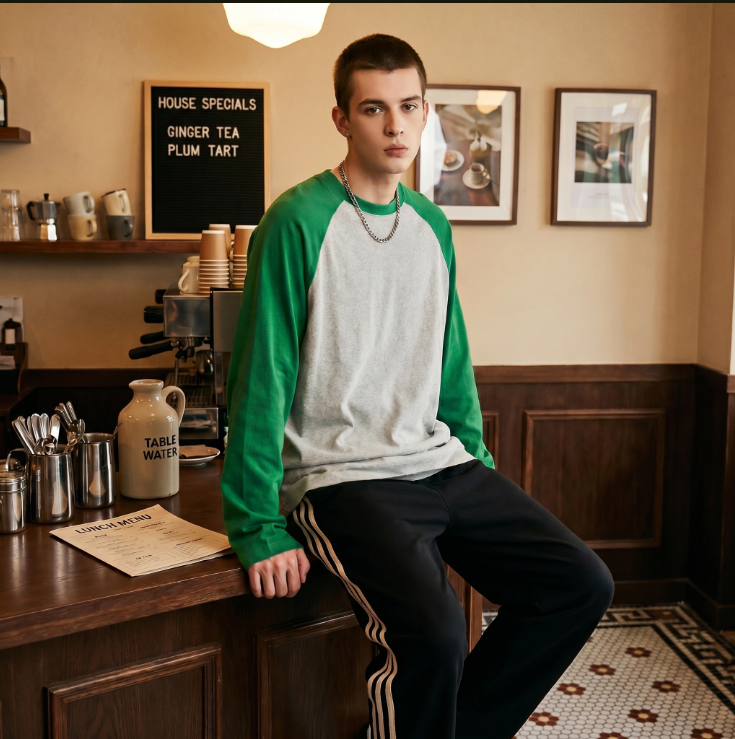 Color-Blocked Raglan Long-Sleeve T-Shirt