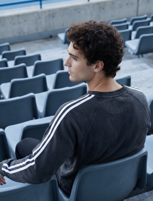 Snow Washed Contrast Tape Sweatshirt