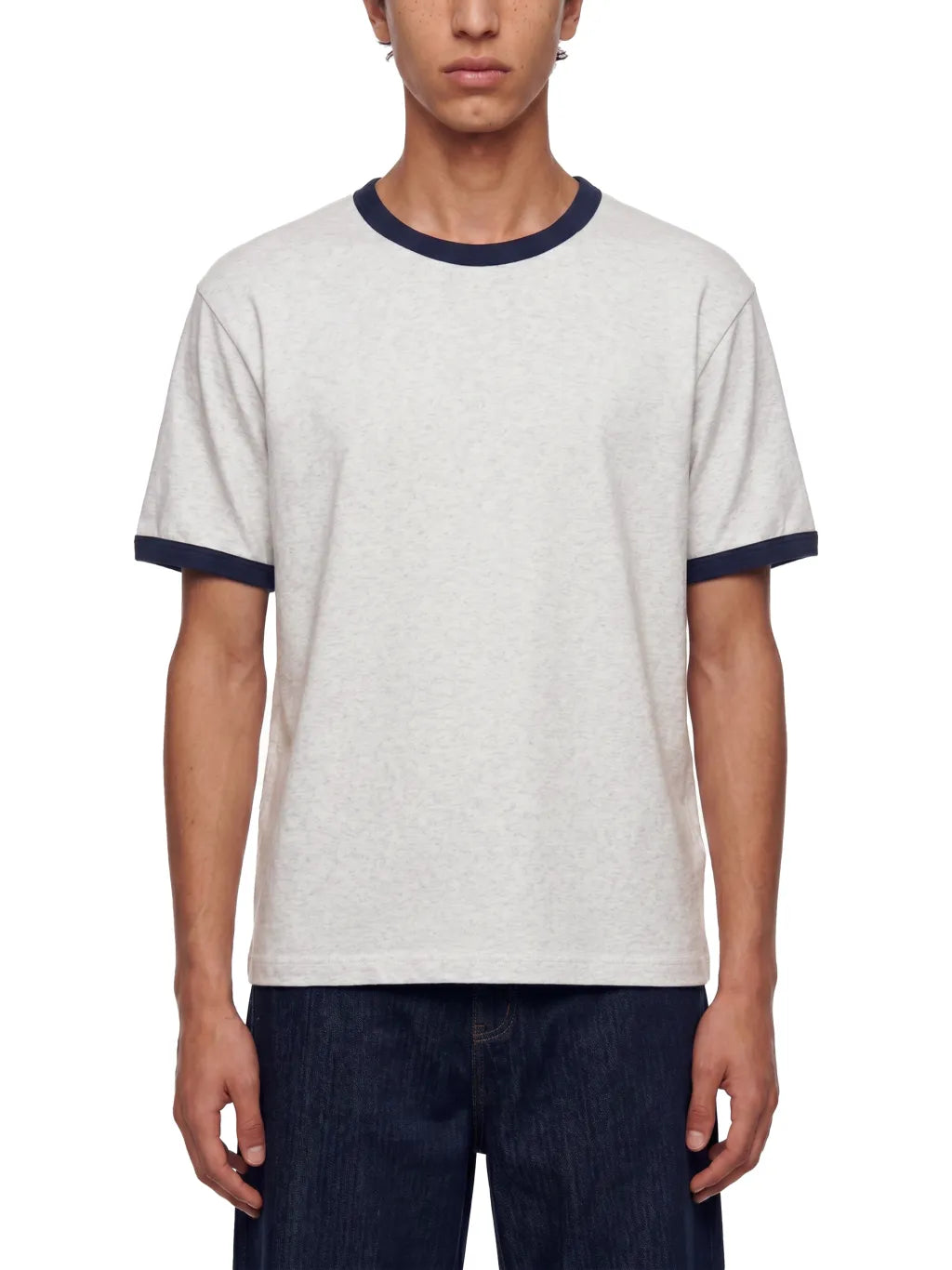 Contrast Edge Ribbed Crewneck T-Shirt